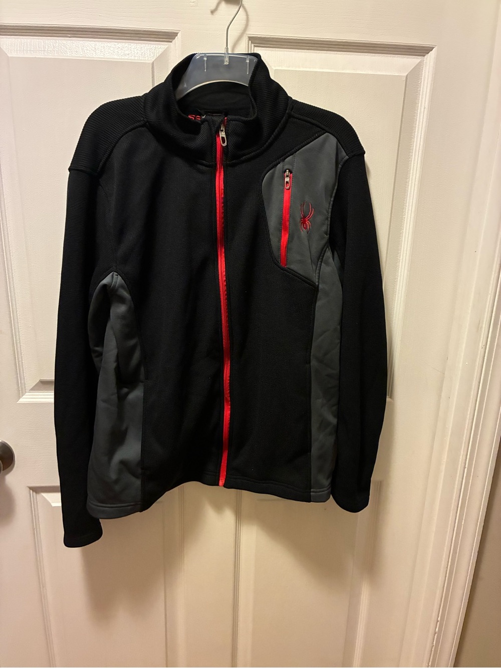 Spyder Men’s Black & Gray Lightweight Jacket with Red Zipper Accents